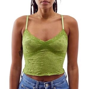 BDG Y2K 90s Olive Lace Seamless Cropped Camisole